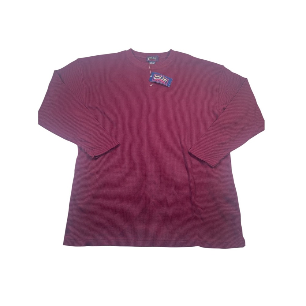 Jessi Lee Men's L Burgundy Thermal Shirt Long‎ Sleeve Crewneck